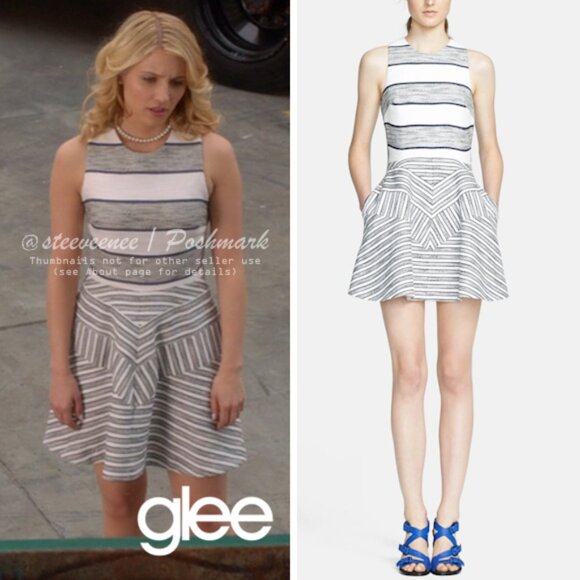 3.1 Phillip Lim Chevron Detail Full Skirt Dress ASO Quinn Fabray - Picture 3 of 15